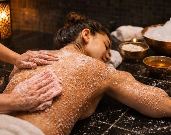 Moroccan body scrub and glow treatment with exfoliating sea salt at Les Bains de Dubai spa in Bur Dubai